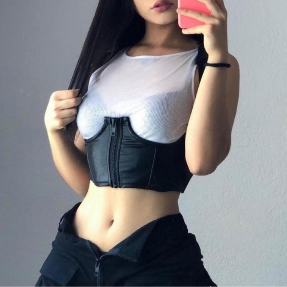 Poster Girl Faux Leather Bustier Top